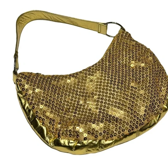 Y2K Gold Sequin Hobo Bag - Picture 2 of 9